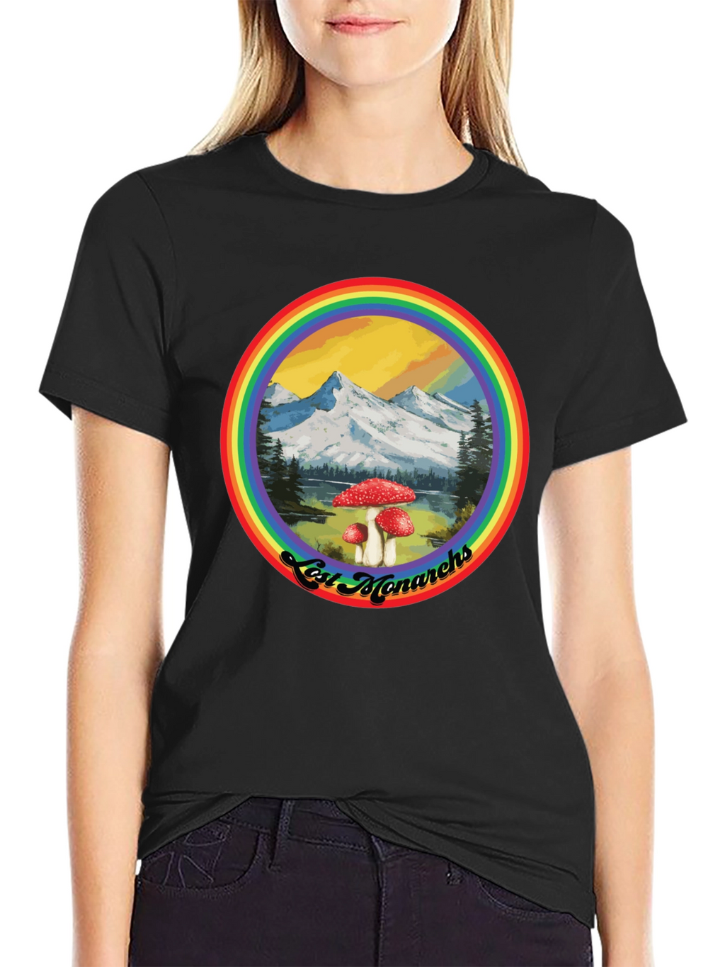 Lost Monarchs Rainbow Graphic Tee - Black