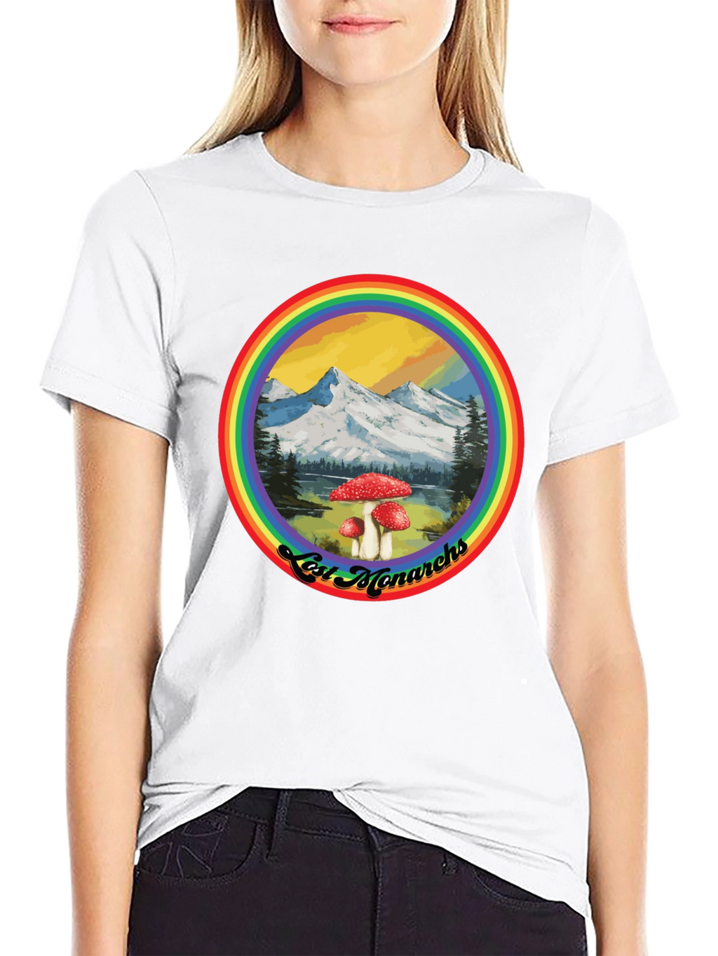 Lost Monarchs Rainbow Graphic Tee - Black