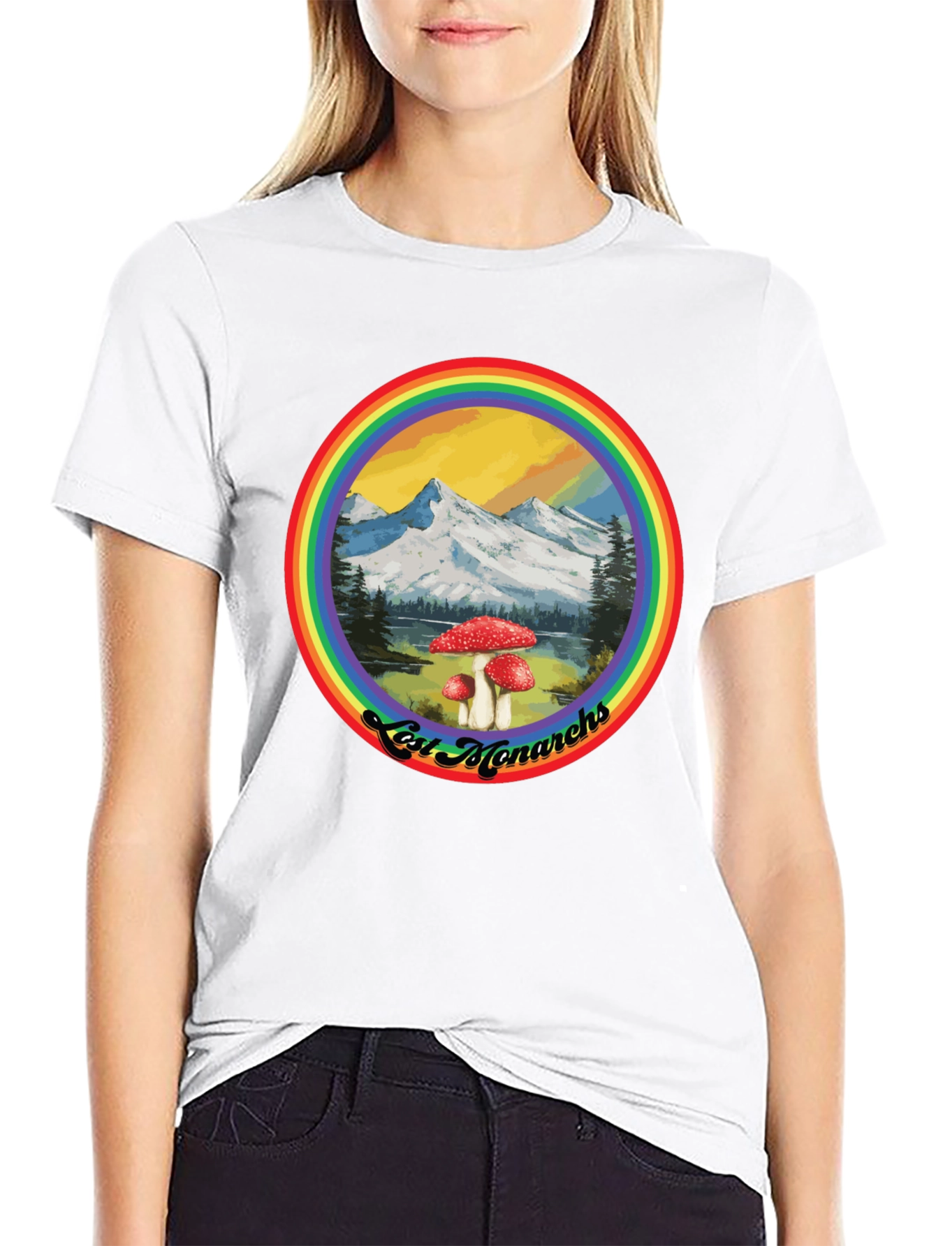 Lost Monarchs Rainbow Graphic Tee - Black