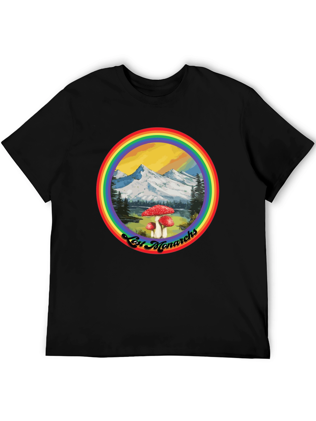 Lost Monarchs Rainbow Graphic Tee - Black