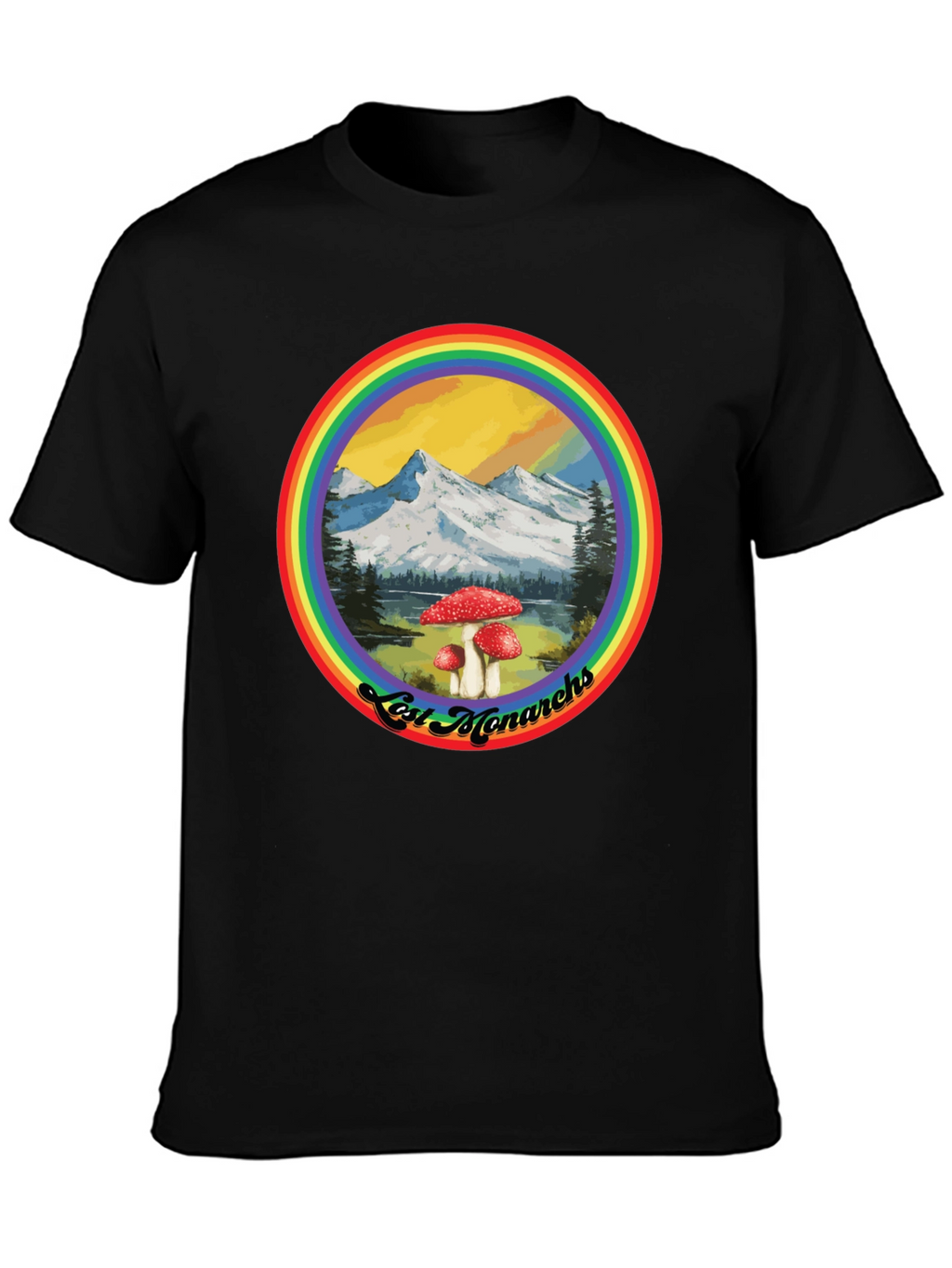 Lost Monarchs Rainbow Graphic Tee - Black