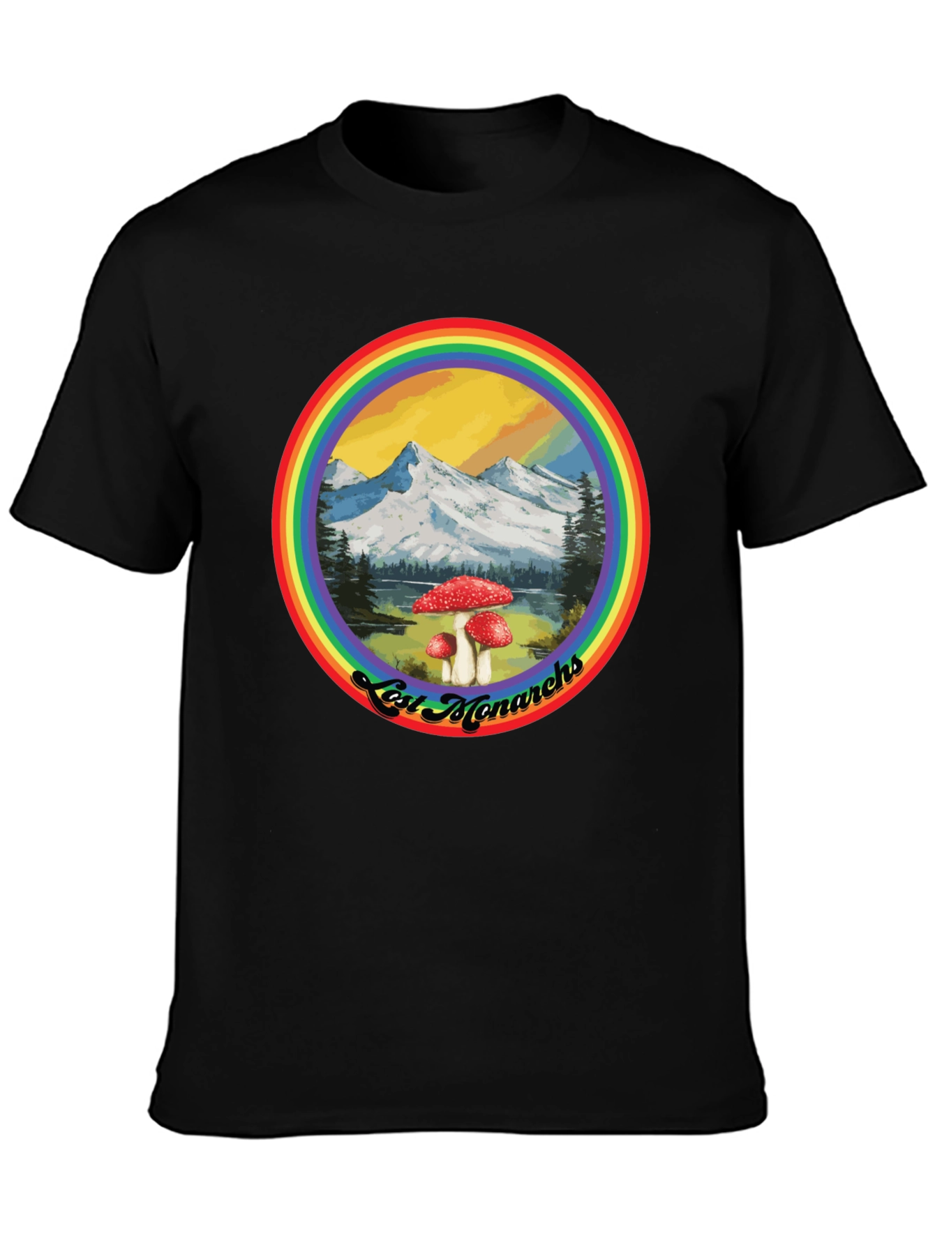 Lost Monarchs Rainbow Graphic Tee - Black