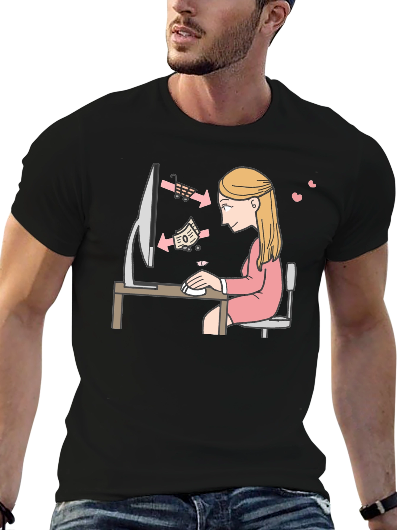 Online Shopping Graphic Tee - Black