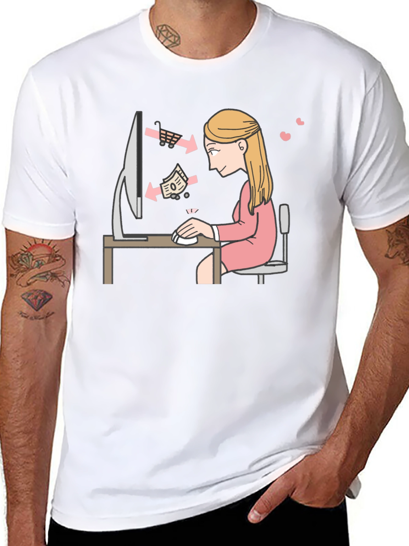 Online Shopping Graphic Tee - Black
