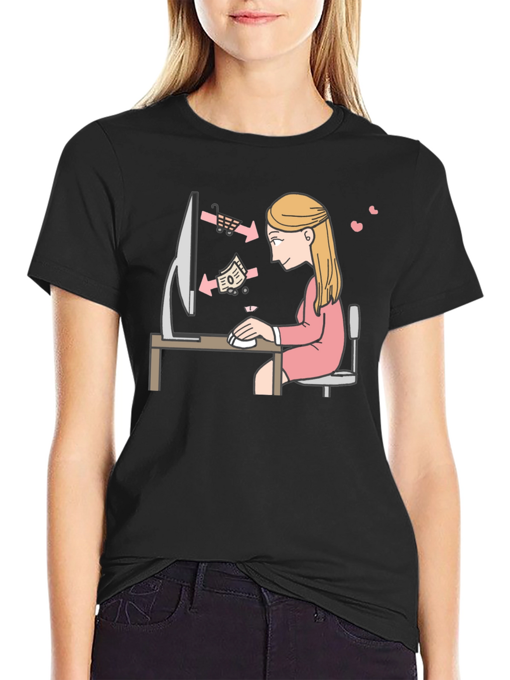 Online Shopping Graphic Tee - Black
