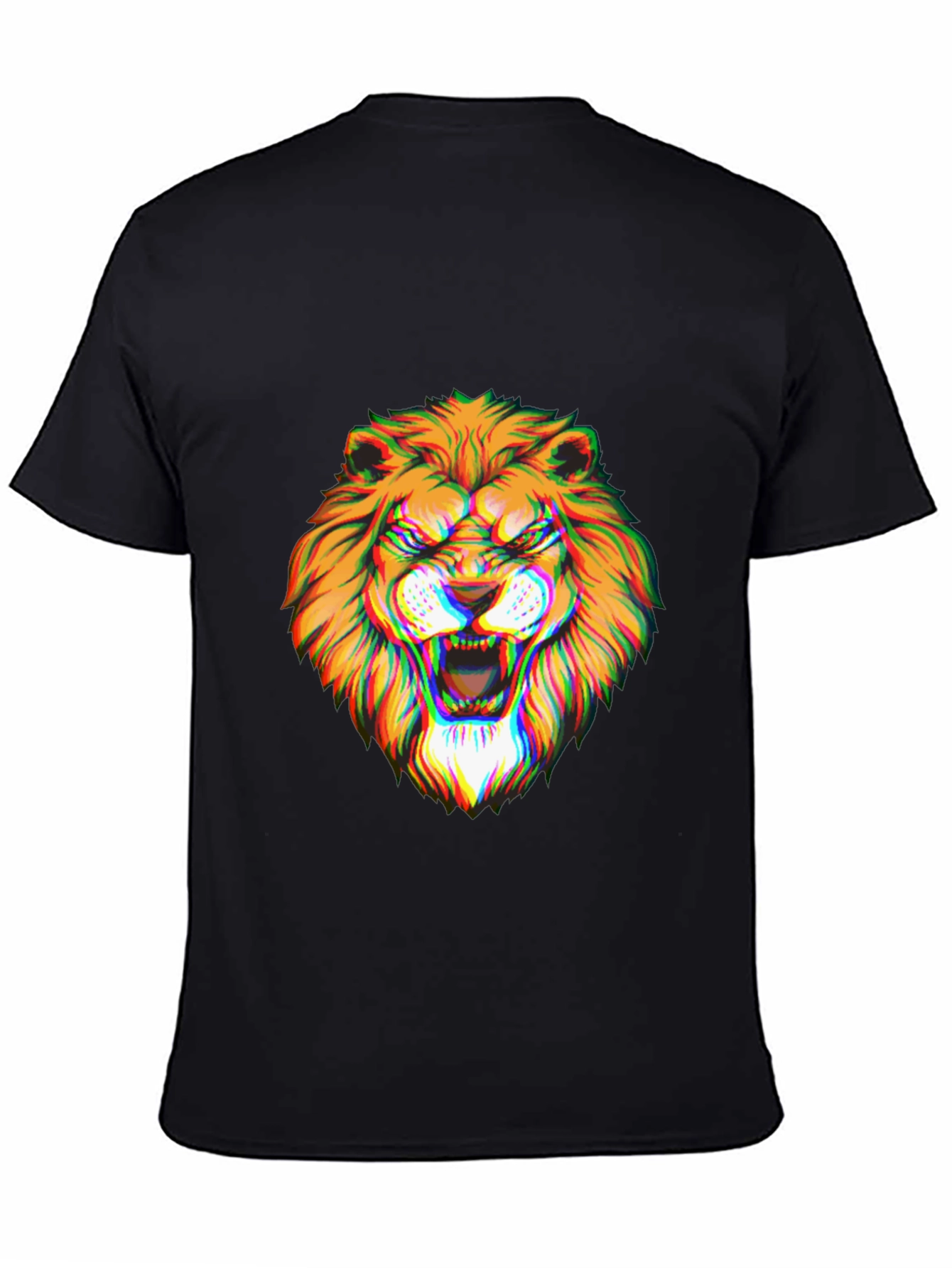Mens Black Graphic Lion T-Shirt
