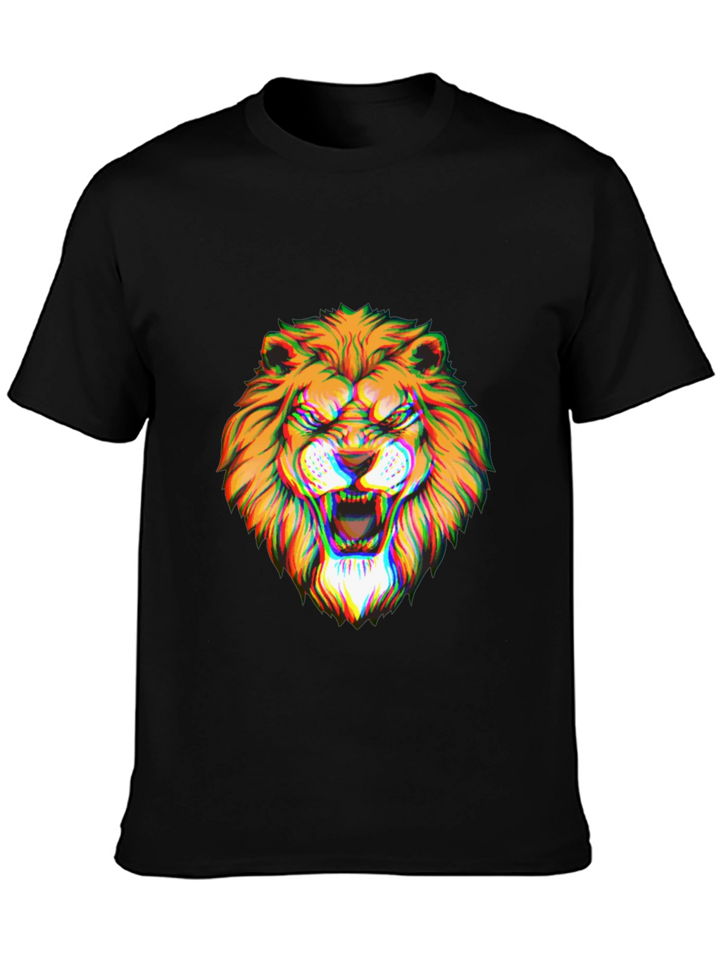 Mens Black Graphic Lion T-Shirt