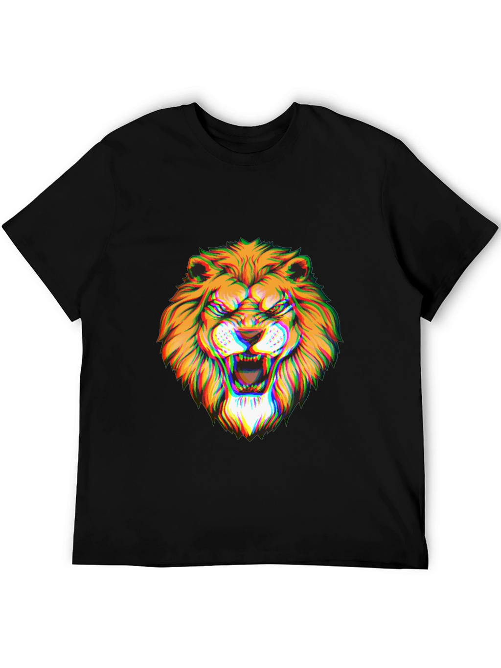 Mens Black Graphic Lion T-Shirt