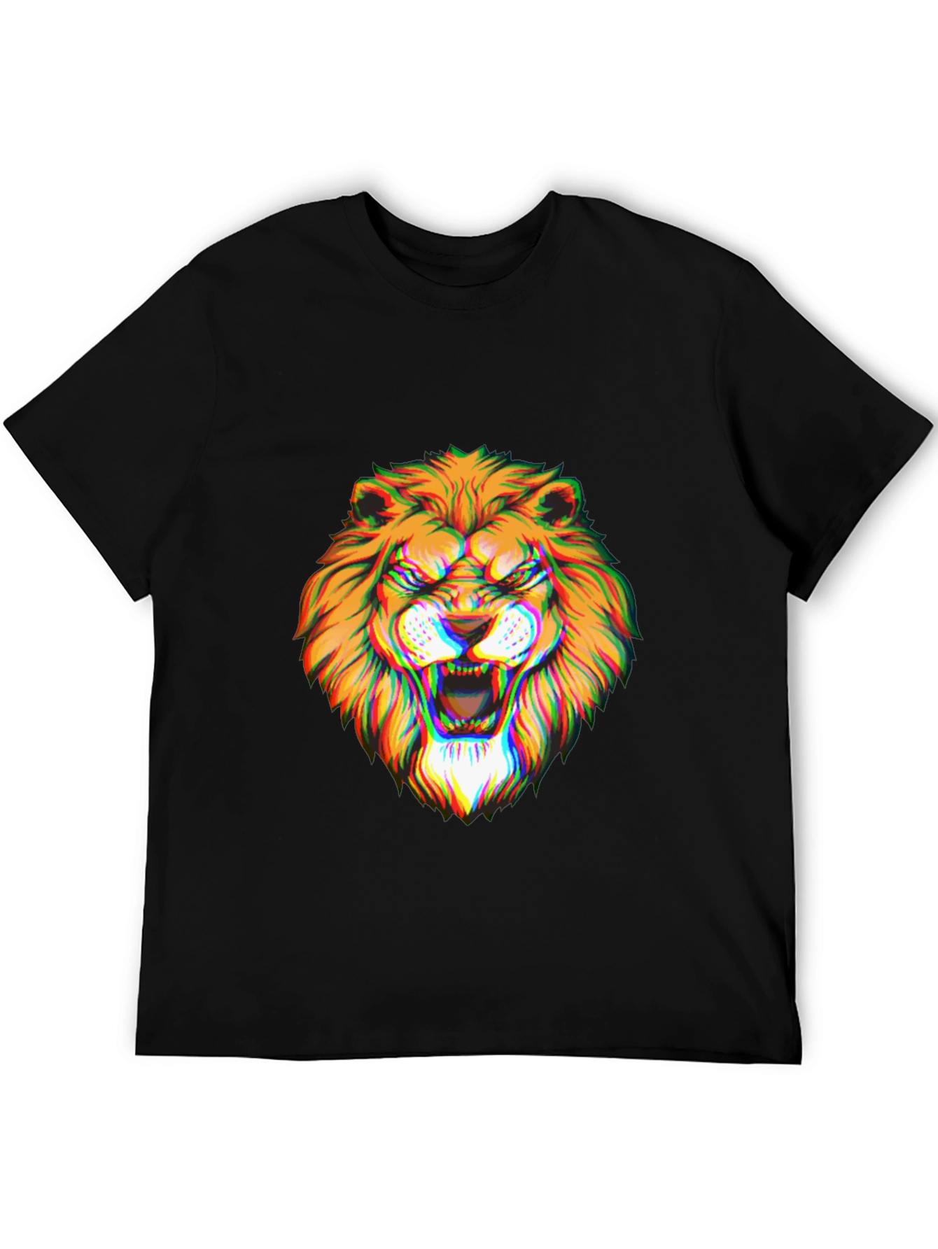 Mens Black Graphic Lion T-Shirt