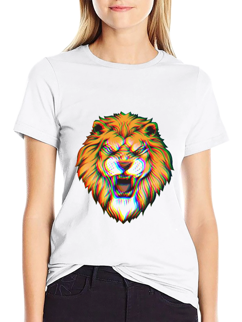 Mens Black Graphic Lion T-Shirt