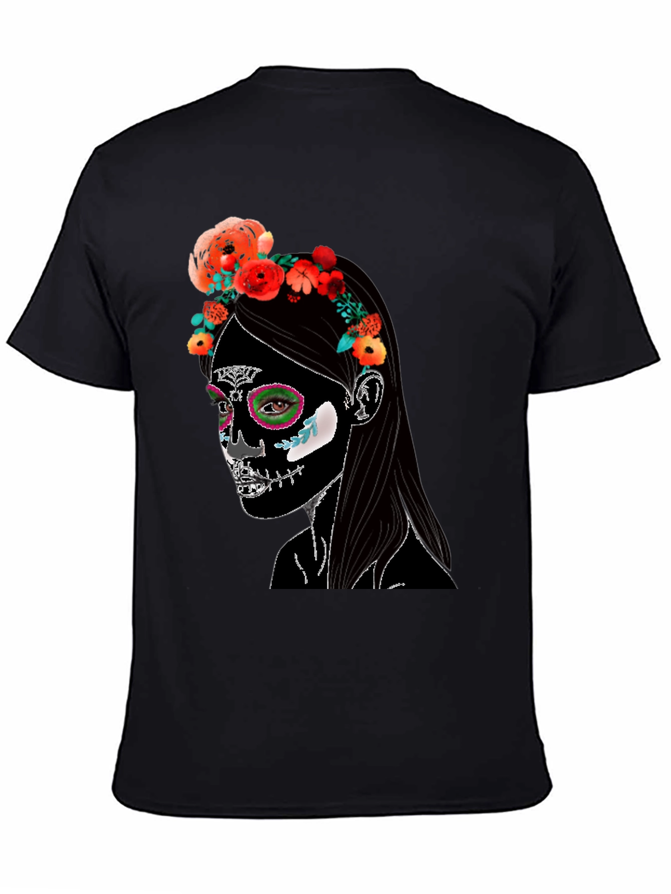 Sugar Skull Woman Graphic Tee - Dia de los Muertos