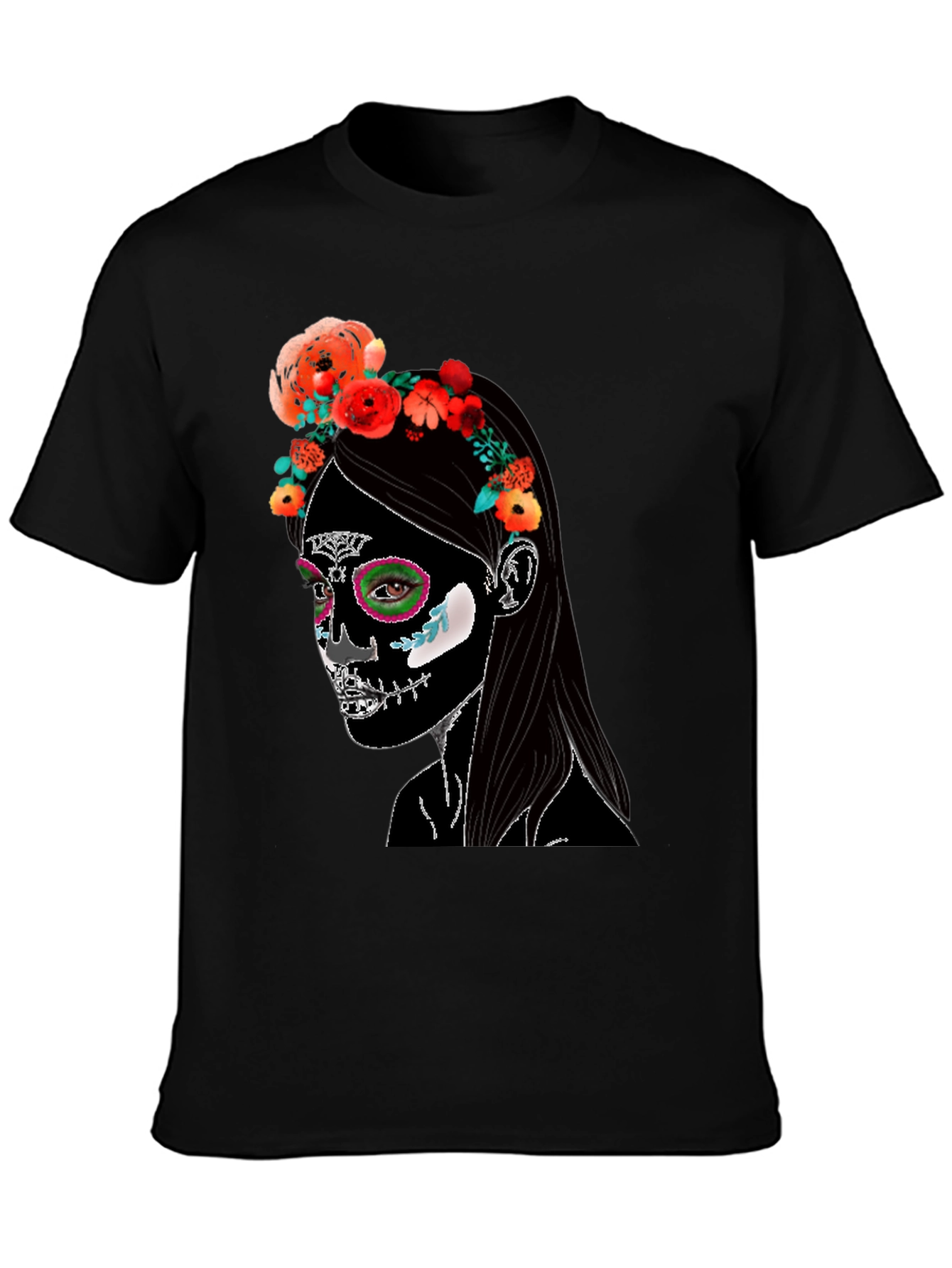 Sugar Skull Woman Graphic Tee - Dia de los Muertos