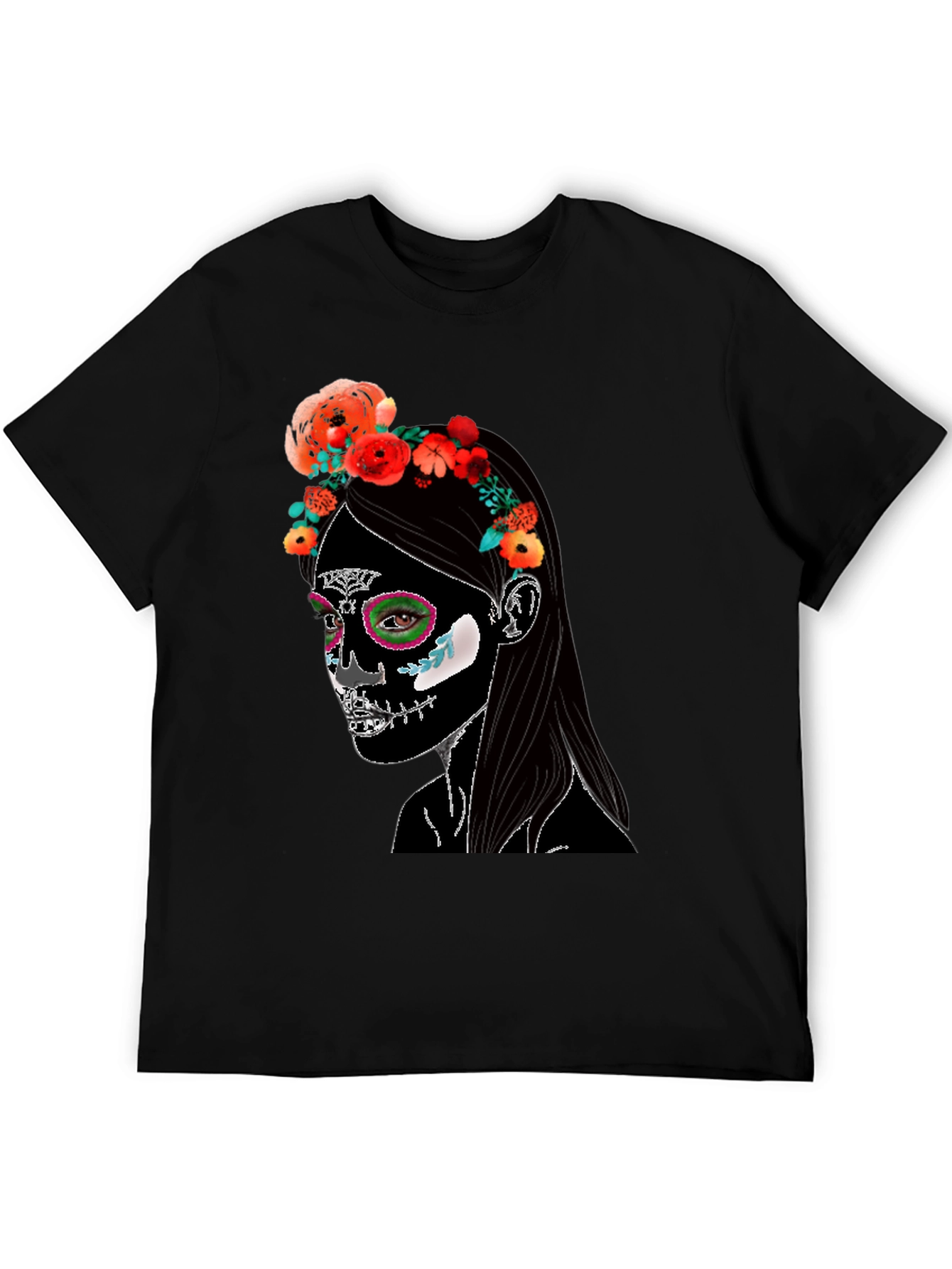 Sugar Skull Woman Graphic Tee - Dia de los Muertos