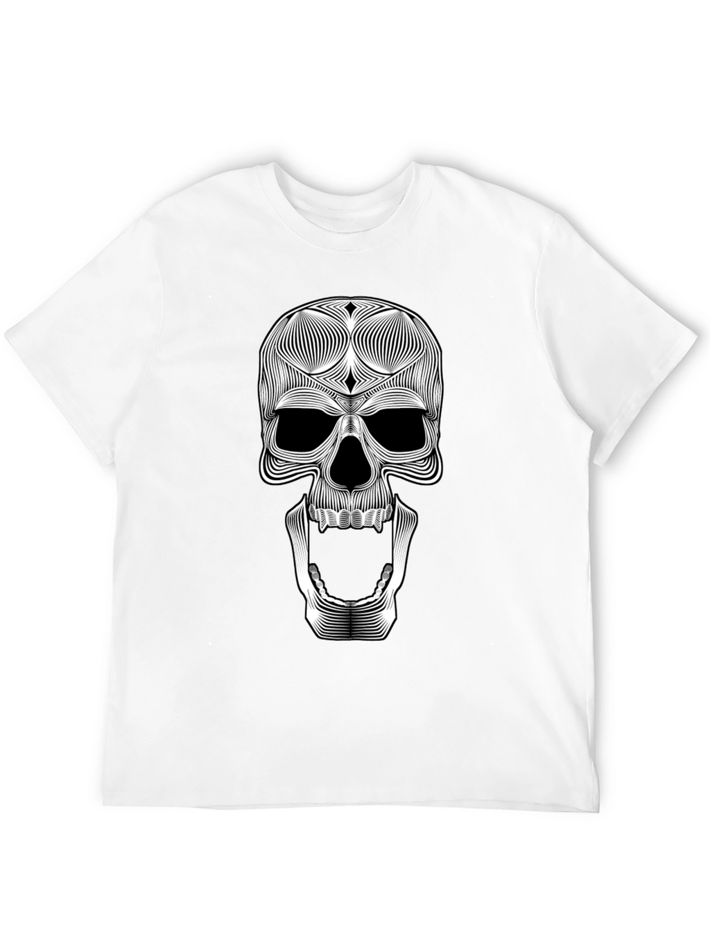 Skull Graphic Tee - Unique Line Art Design