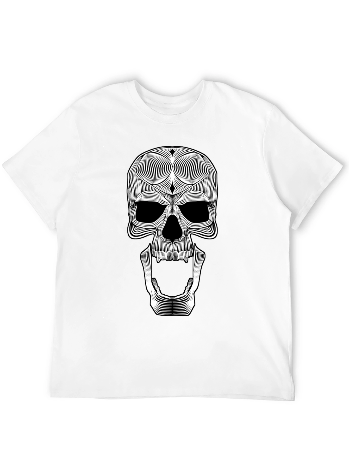 Skull Graphic Tee - Unique Line Art Design