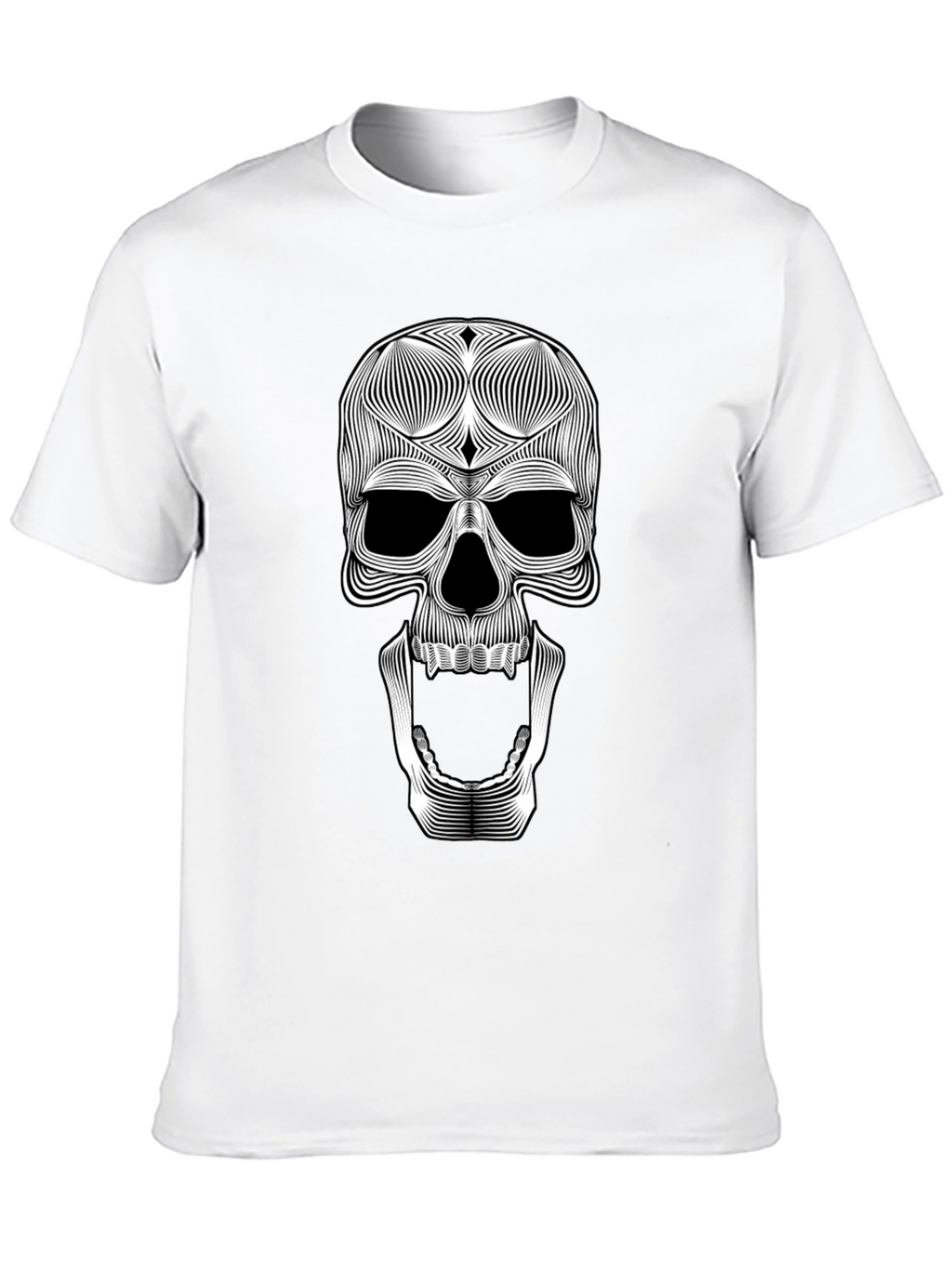 Skull Graphic Tee - Unique Line Art Design