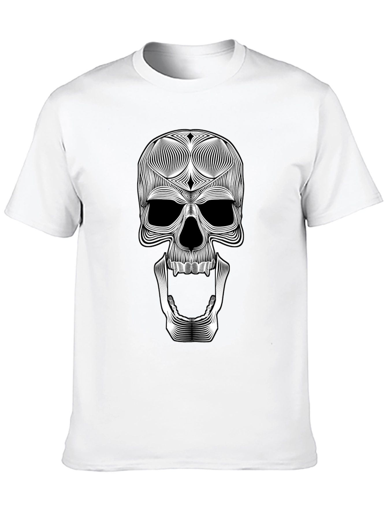Skull Graphic Tee - Unique Line Art Design