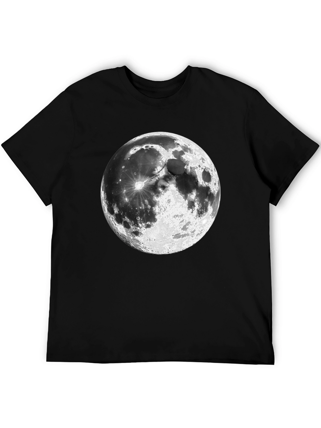 Moon Graphic Print Black Casual T-Shirt