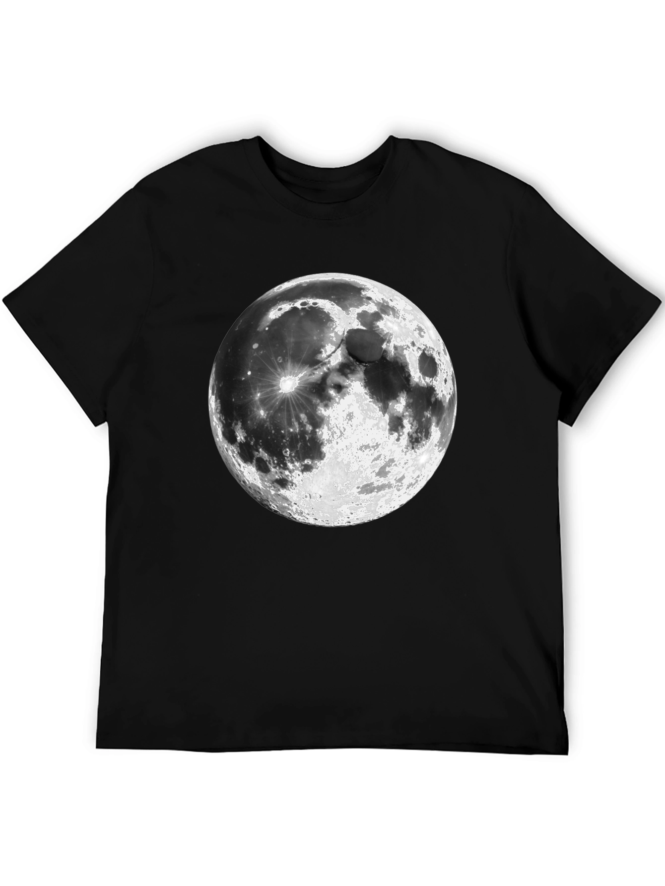 Moon Graphic Print Black Casual T-Shirt