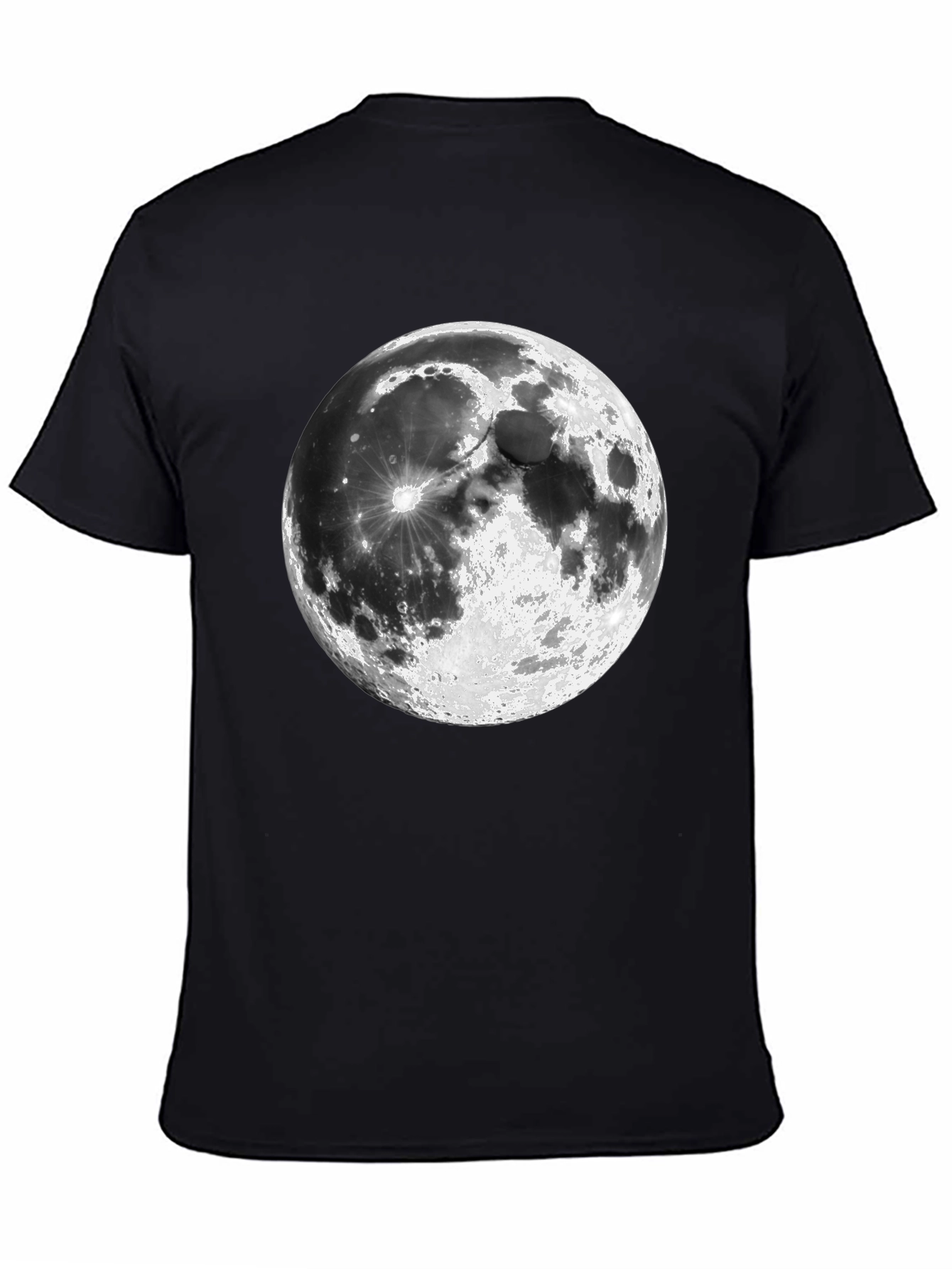 Moon Graphic Print Black Casual T-Shirt