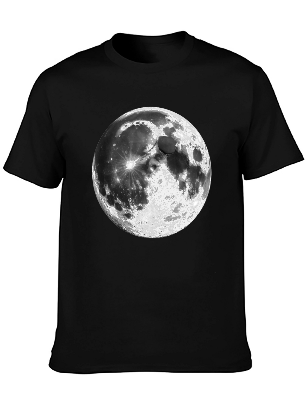 Moon Graphic Print Black Casual T-Shirt