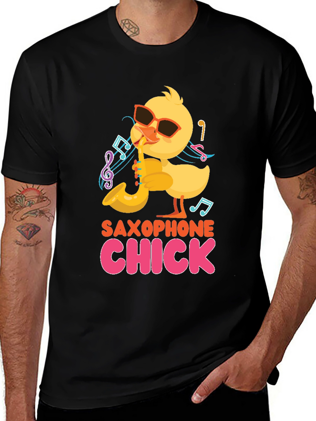 Saxophone Chick Black T-Shirt