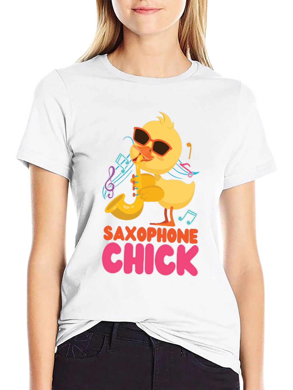 Saxophone Chick Black T-Shirt