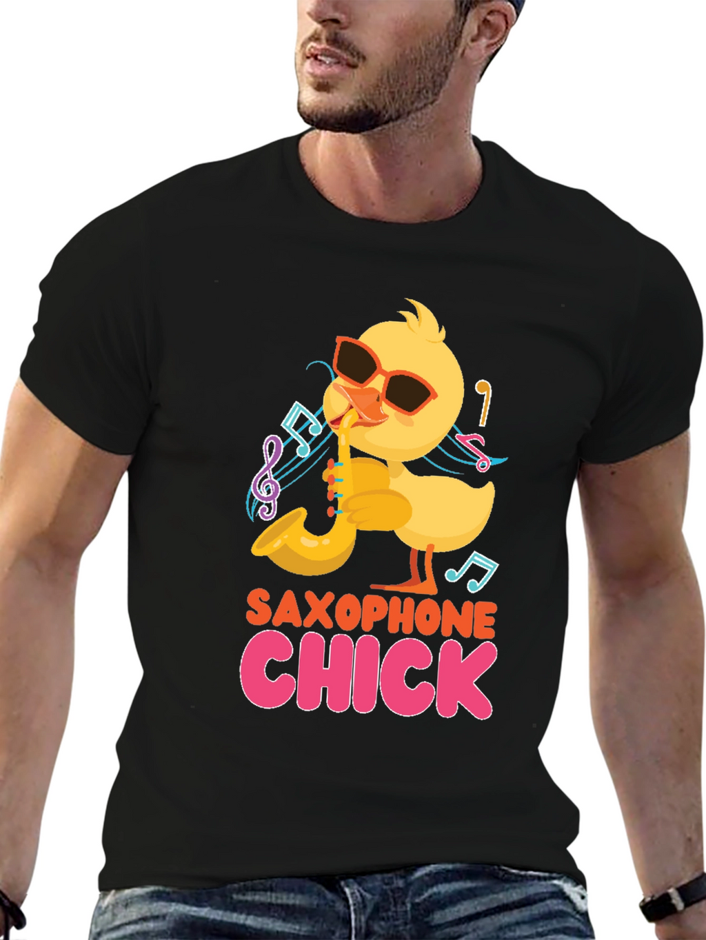Saxophone Chick Black T-Shirt