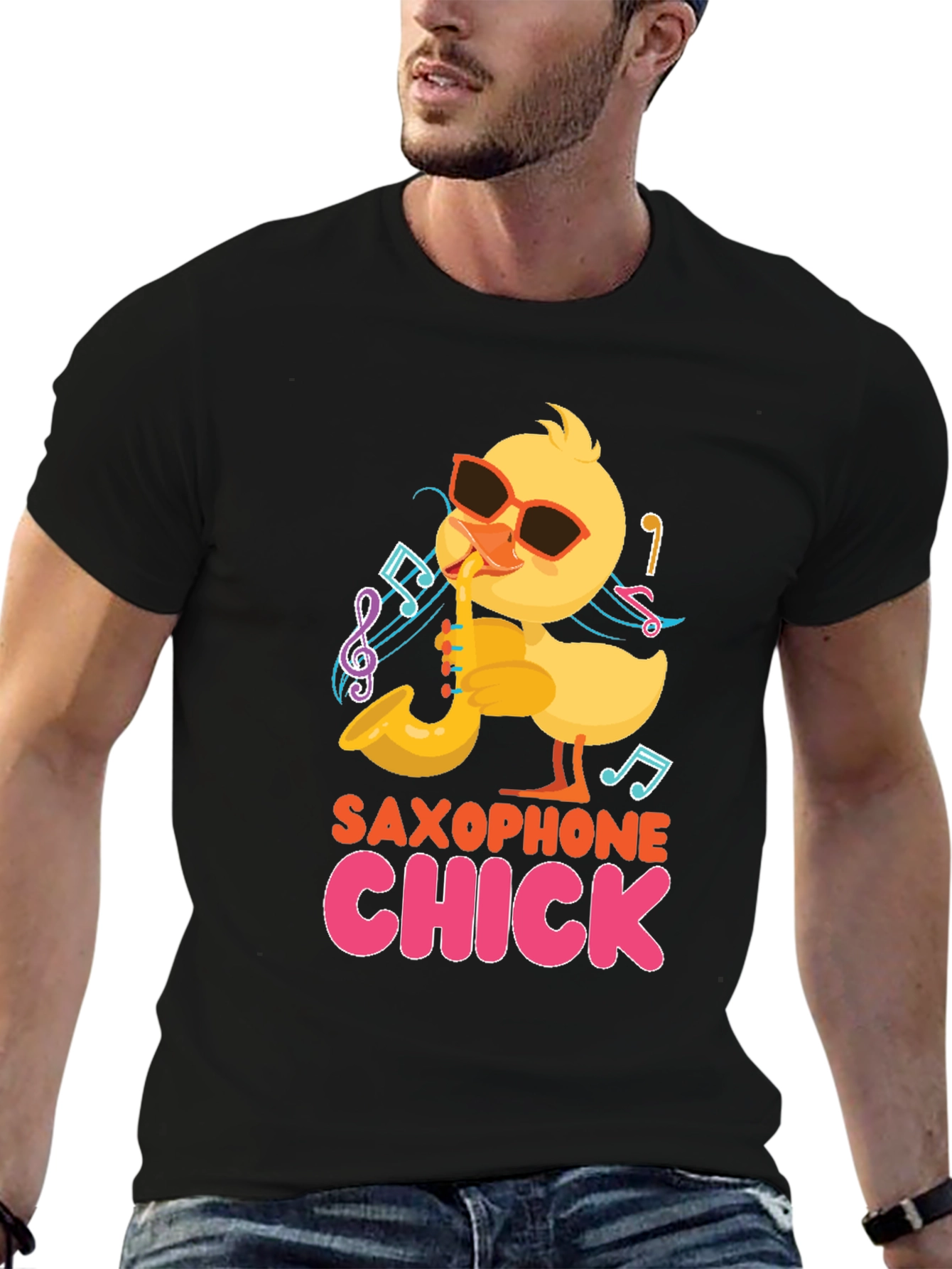 Saxophone Chick Black T-Shirt