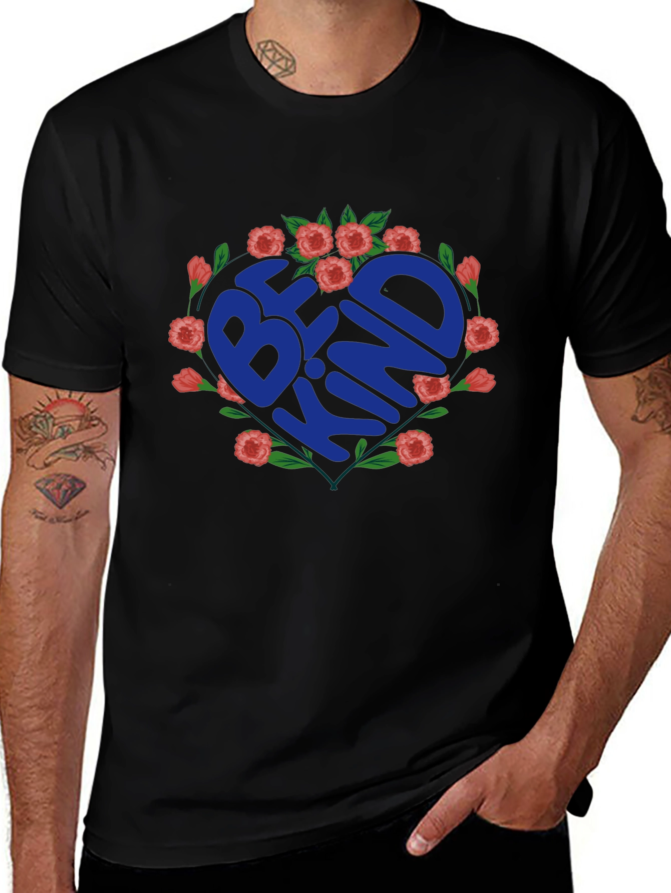 Be Kind Floral Heart Graphic Tee - Soft Cotton Comfort