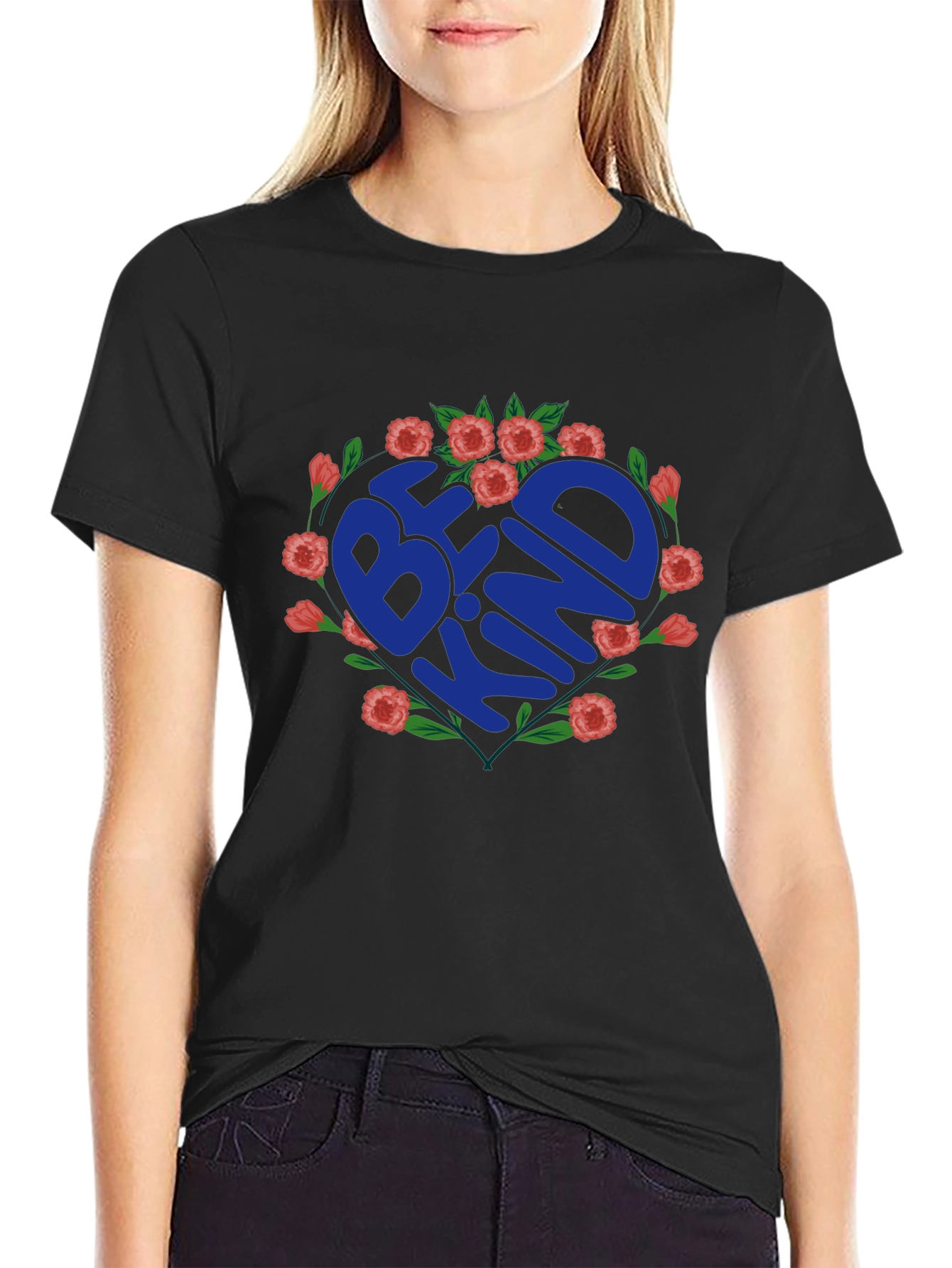 Be Kind Floral Heart Graphic Tee - Soft Cotton Comfort