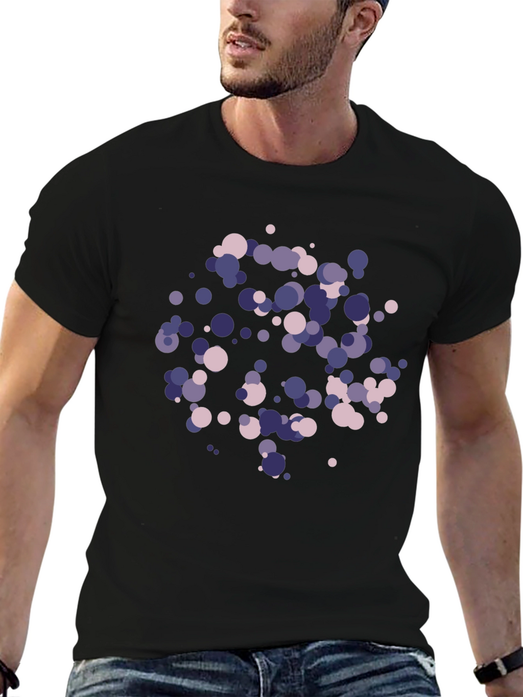 Abstract Dot Pattern Black T-Shirt