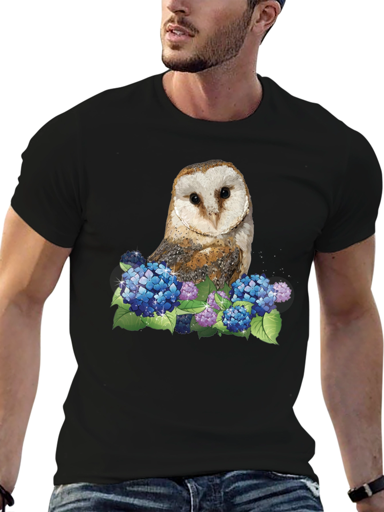 Owl & Hydrangea Graphic Tee