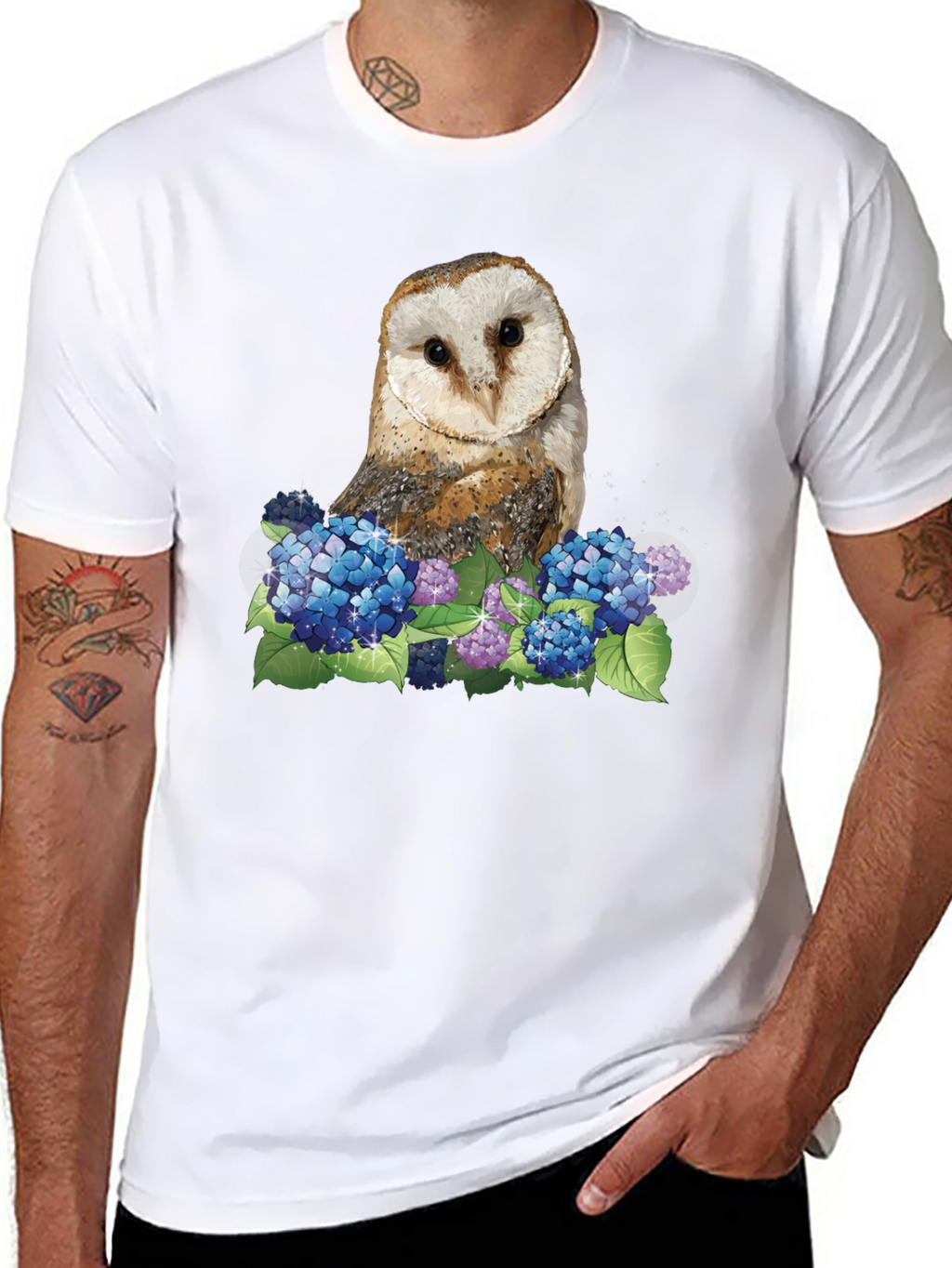 Owl & Hydrangea Graphic Tee