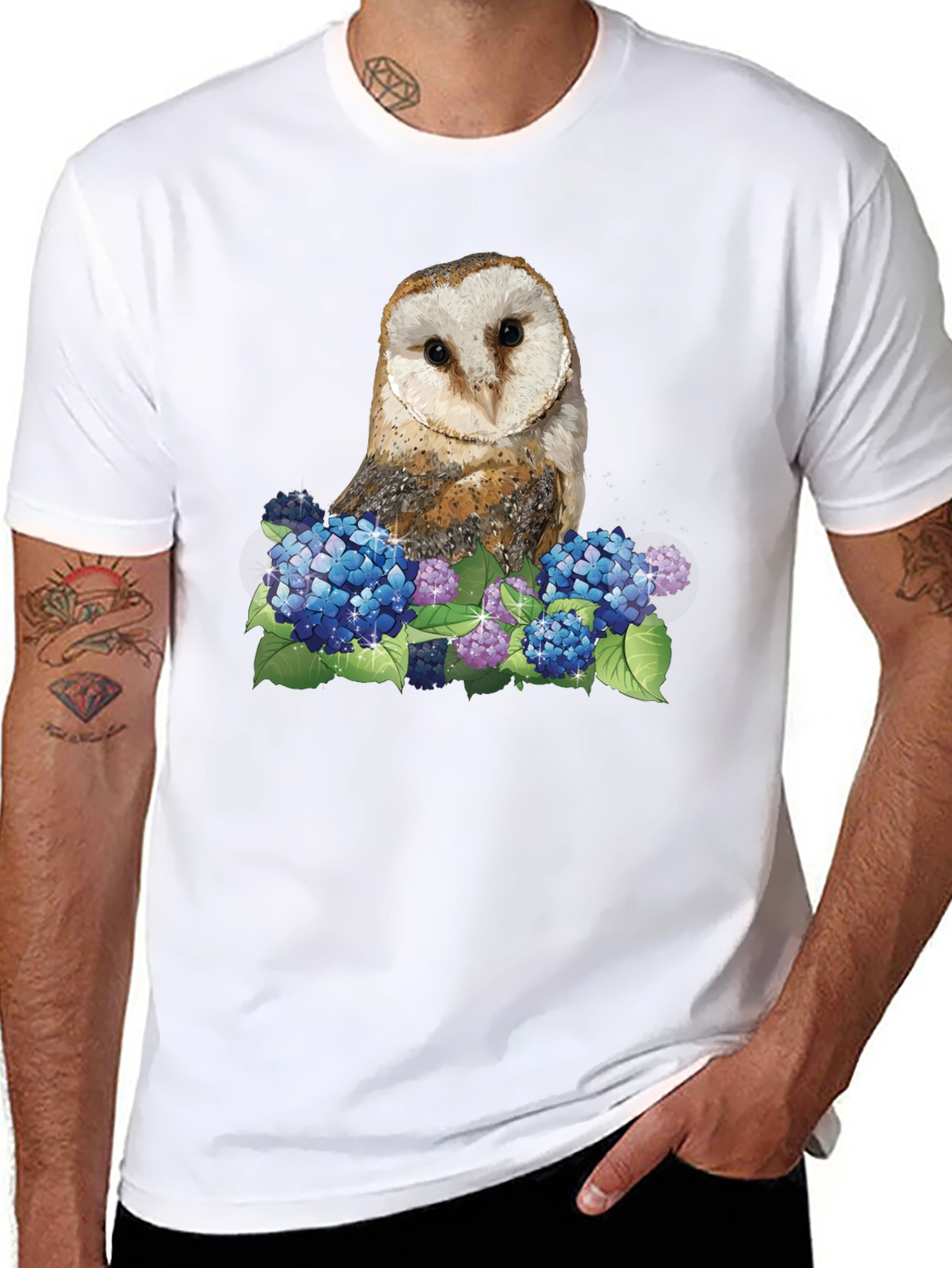 Owl & Hydrangea Graphic Tee