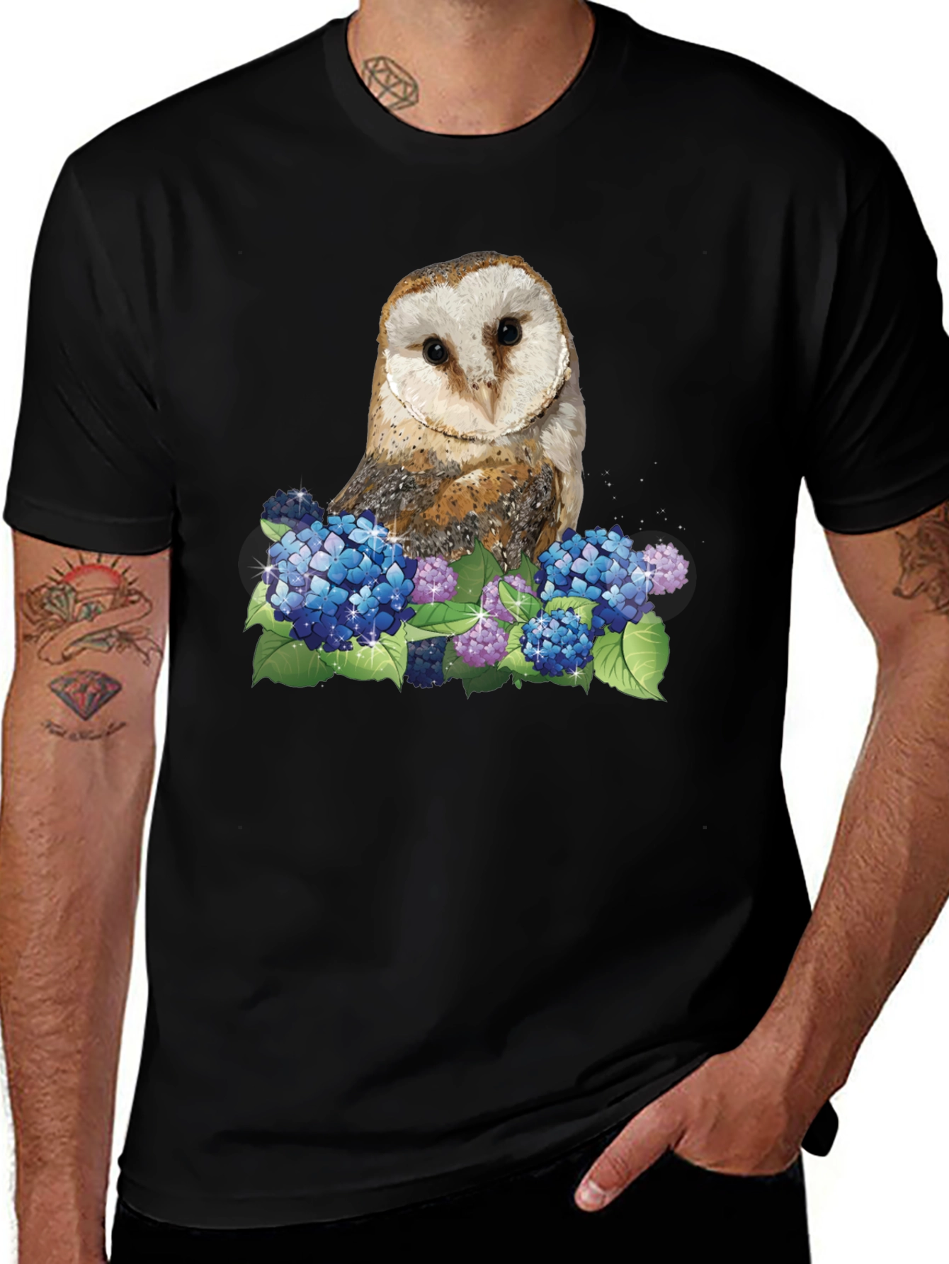 Owl & Hydrangea Graphic Tee