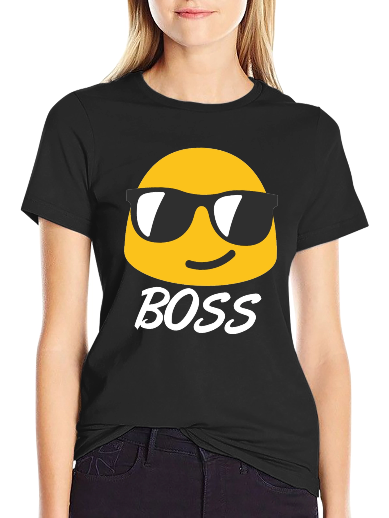 Cool Emoji Boss Black T-Shirt