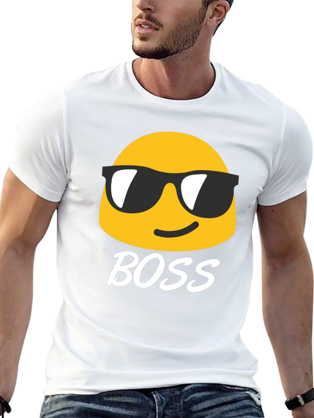 Cool Emoji Boss Black T-Shirt