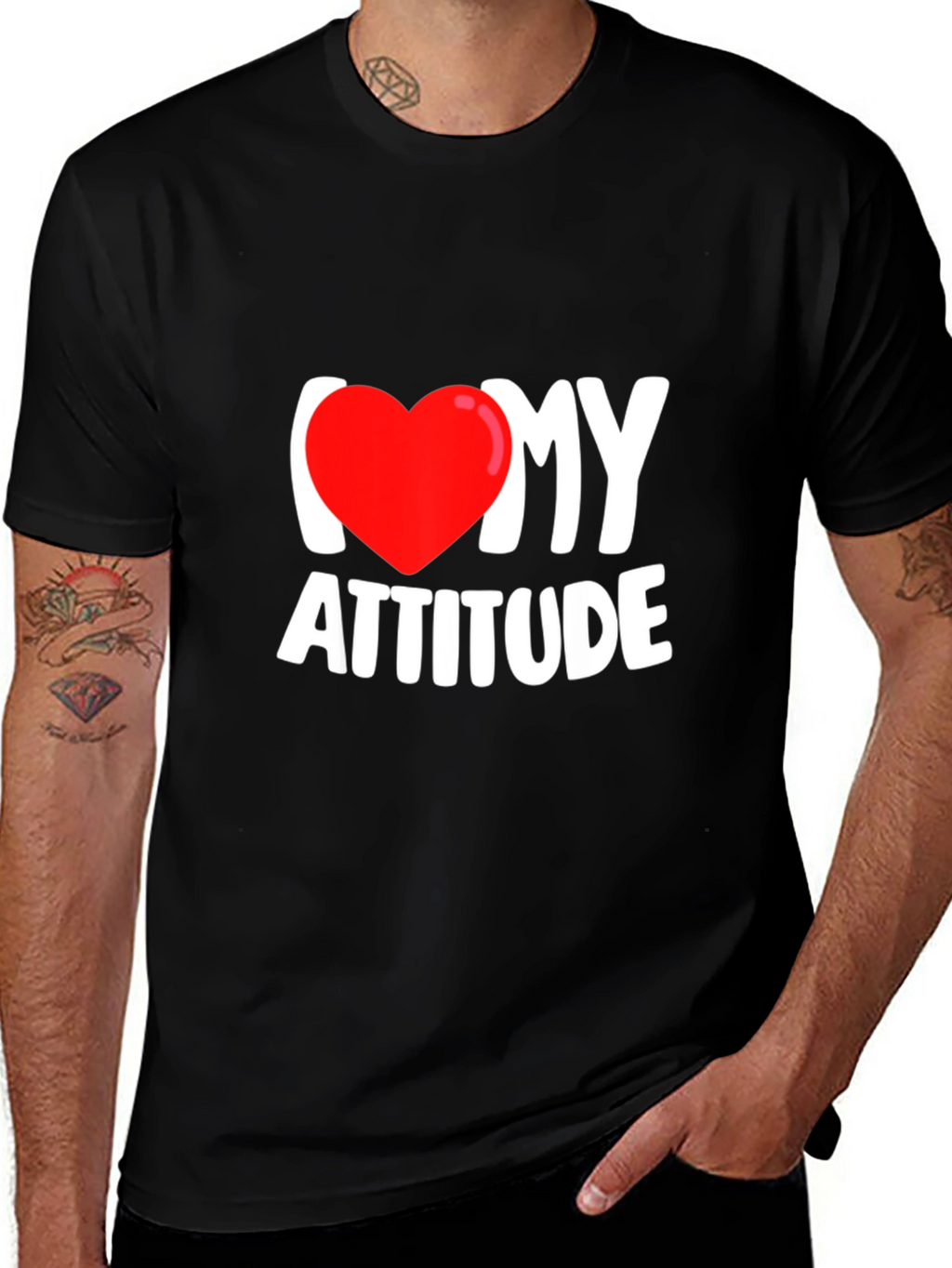 I Heart My Attitude Black Graphic Tee