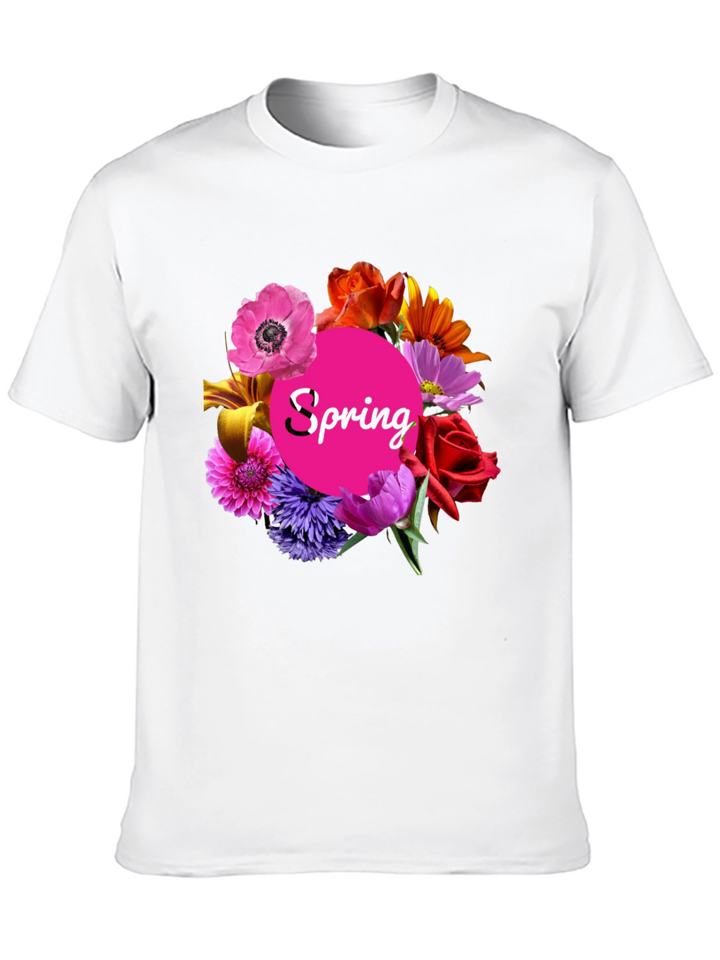 Spring Floral Black T-Shirt