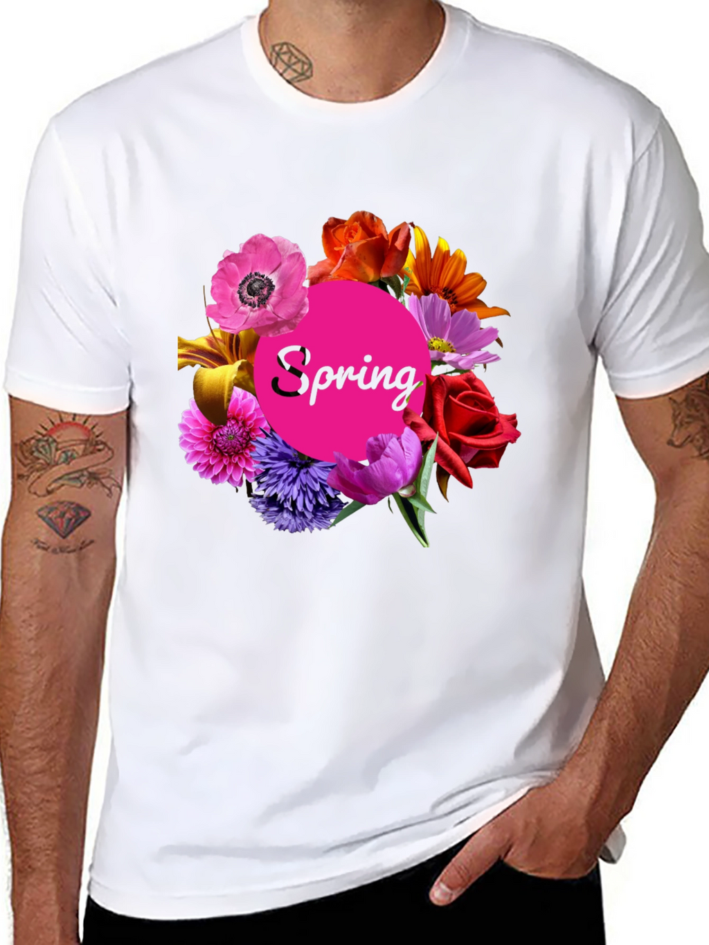 Spring Floral Black T-Shirt