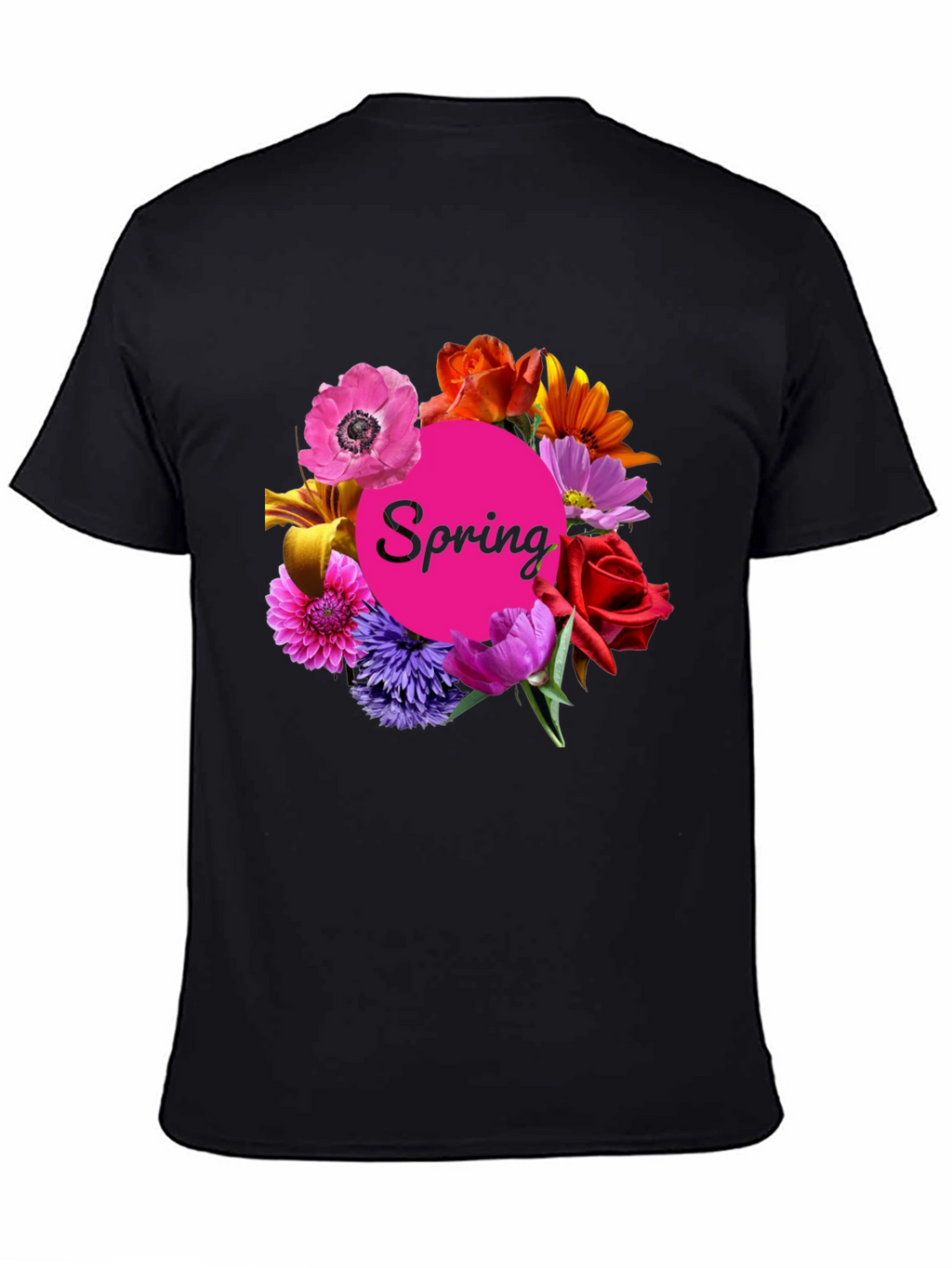 Spring Floral Black T-Shirt