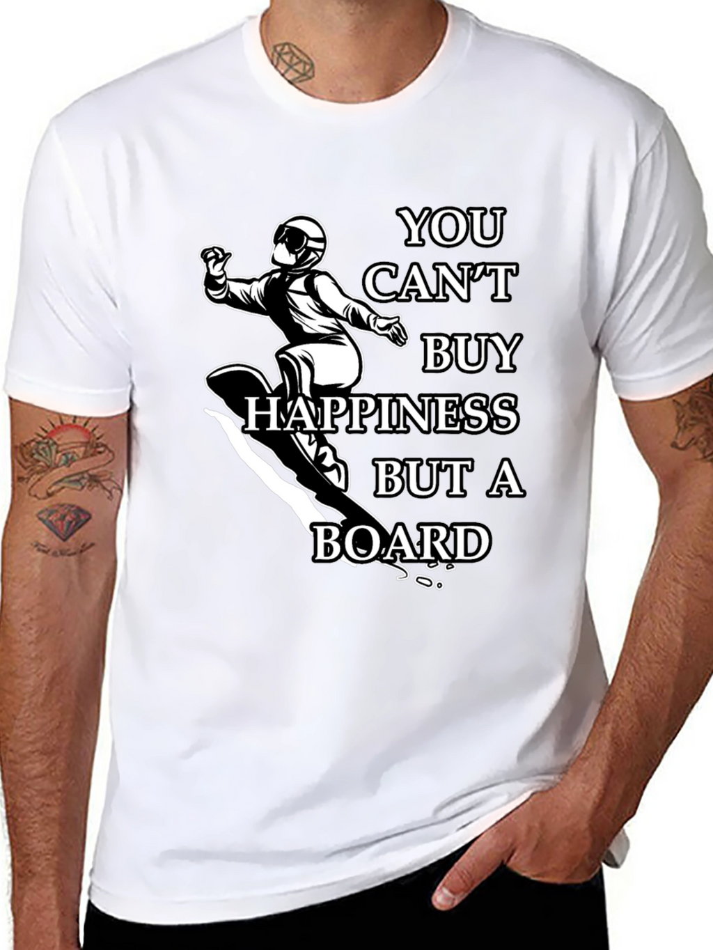 Snowboarder Graphic Tee: You Cant Buy Happiness