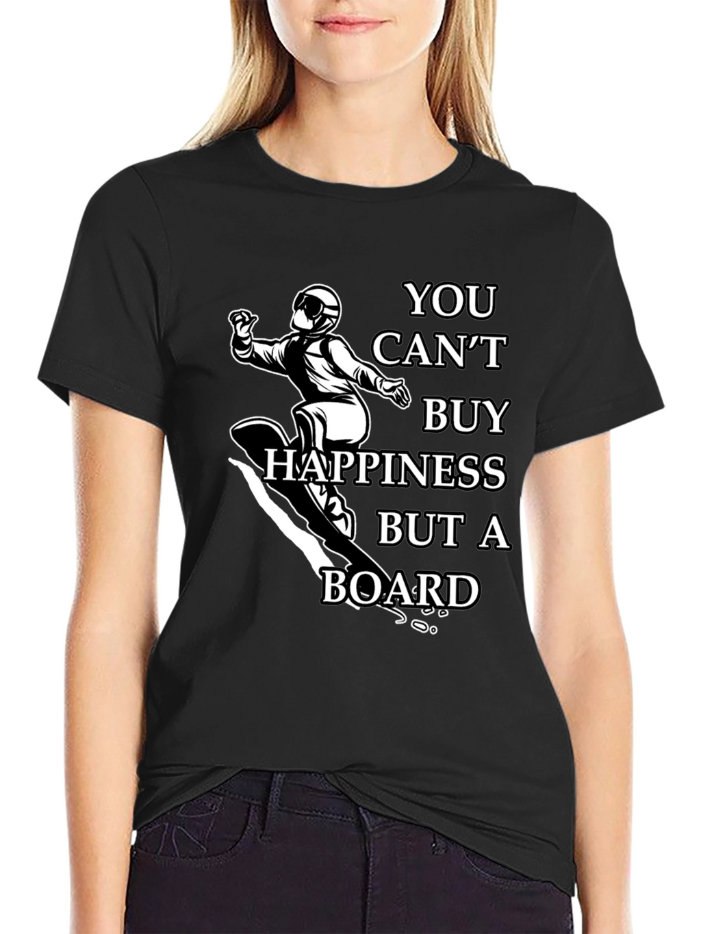 Snowboarder Graphic Tee: You Cant Buy Happiness