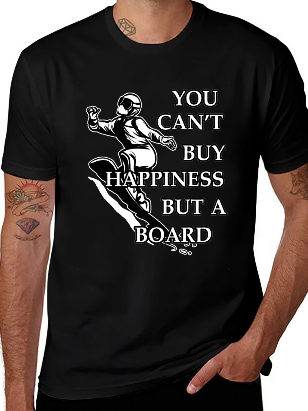 Snowboarder Graphic Tee: You Cant Buy Happiness