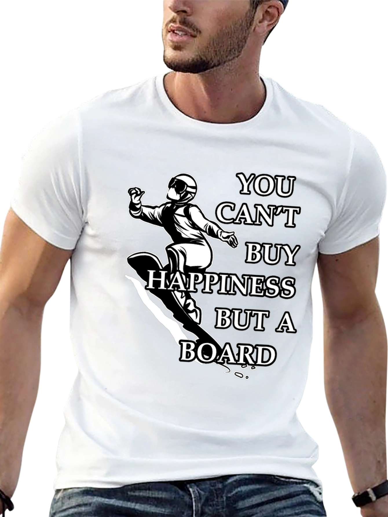 Snowboarder Graphic Tee: You Cant Buy Happiness