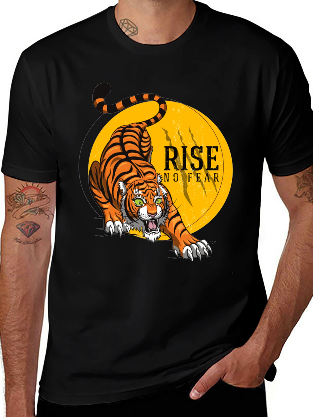 Rise No Fear Tiger Graphic Tee - Black T-Shirt