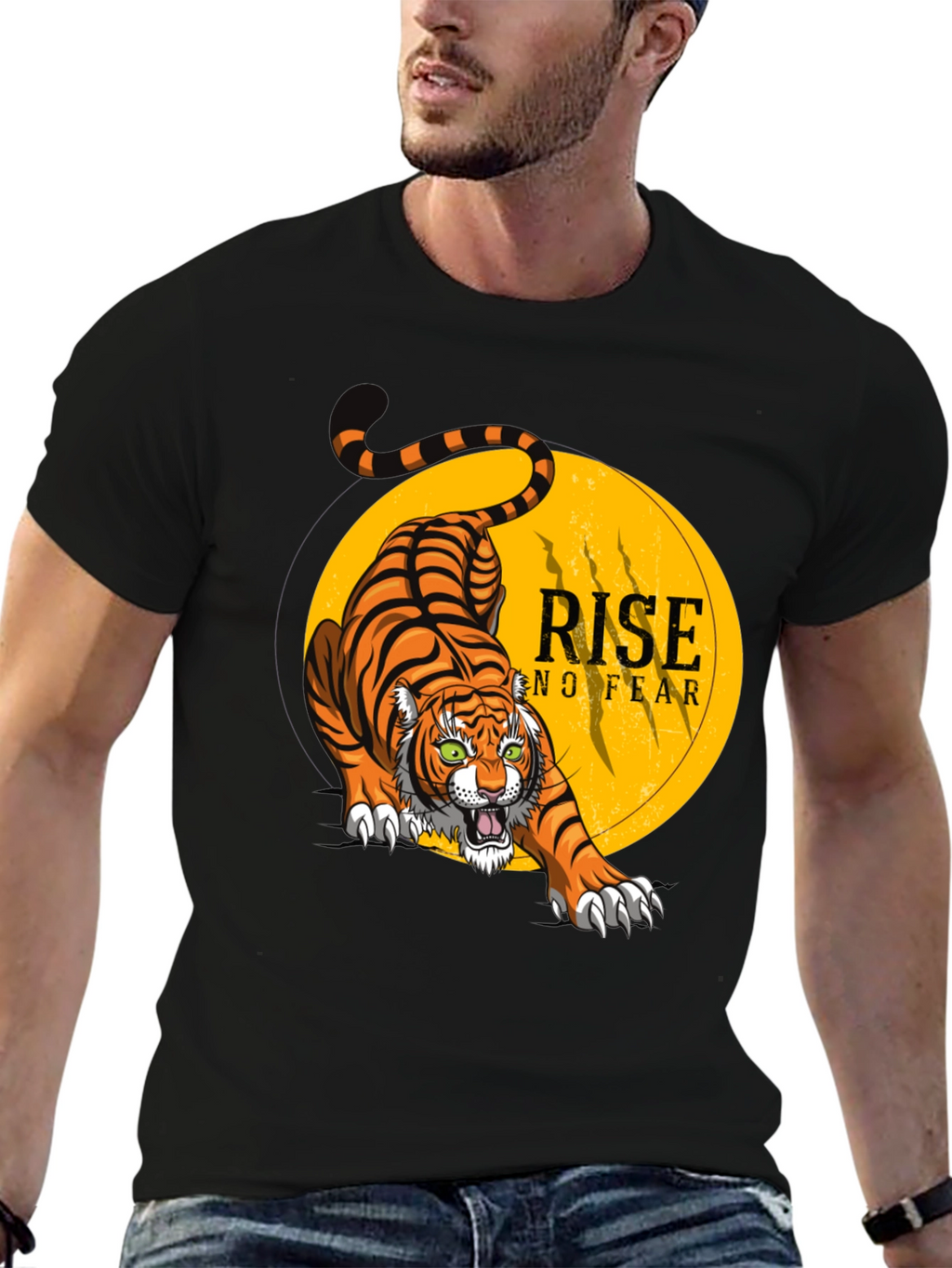 Rise No Fear Tiger Graphic Tee - Black T-Shirt