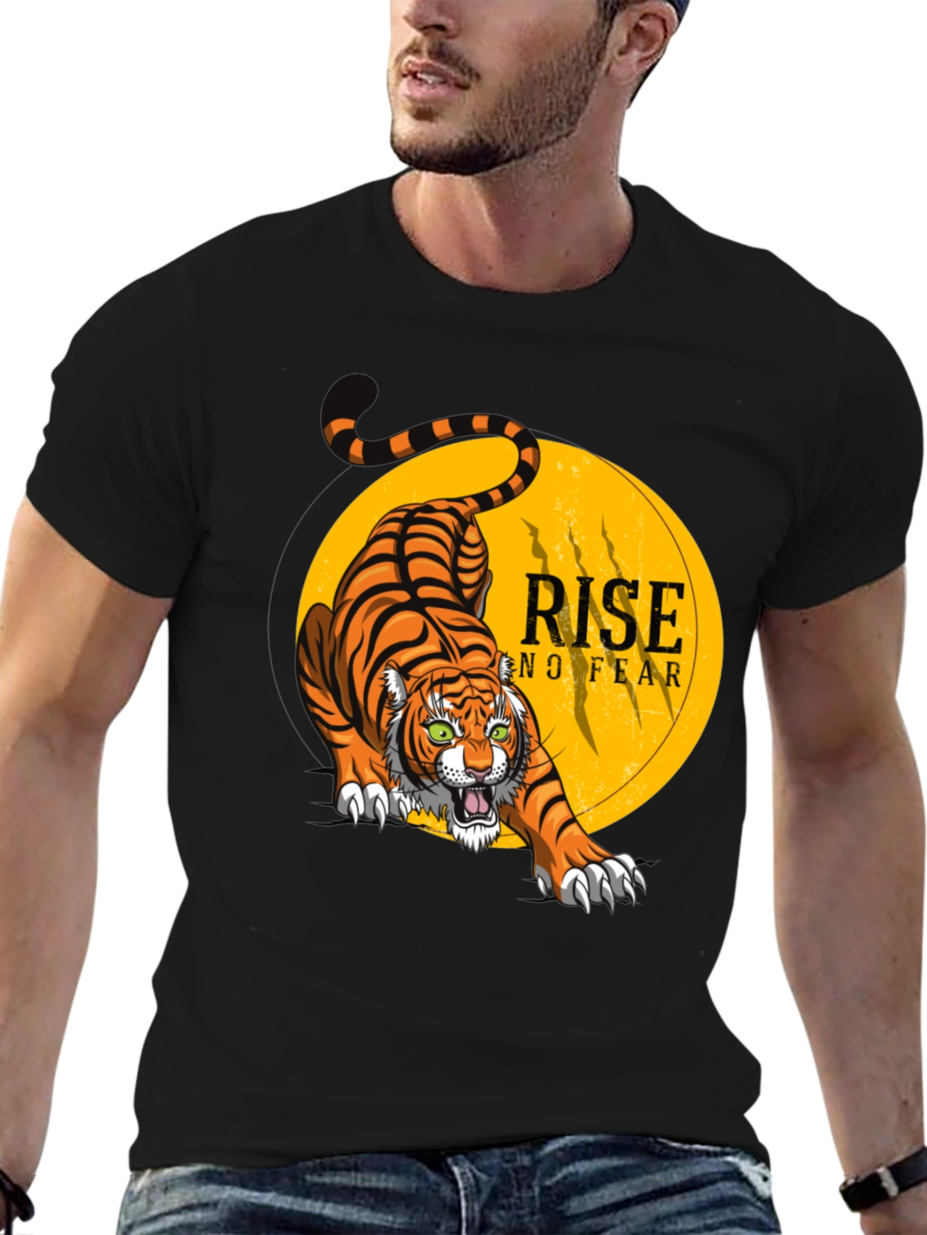 Rise No Fear Tiger Graphic Tee - Black T-Shirt
