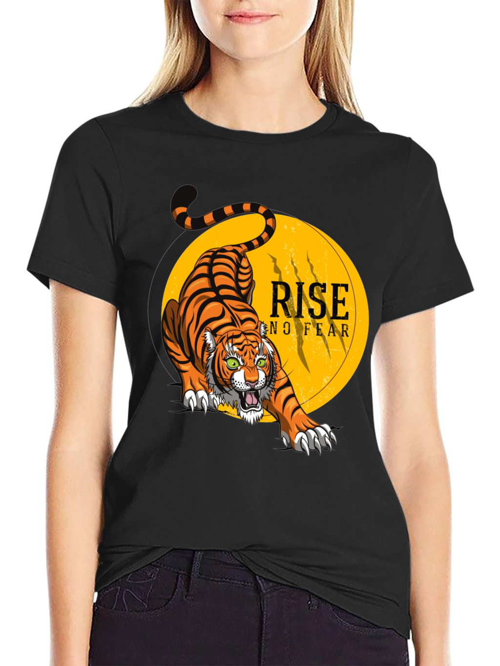 Rise No Fear Tiger Graphic Tee - Black T-Shirt